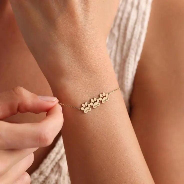 Pawprint Elegance — Handgegraveerde Pootafdruk Armband