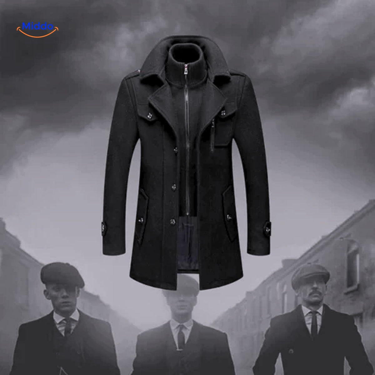 WoolGuard™ Winterjas | Wolmix, dubbele kraag & Britse erfgoedstijl