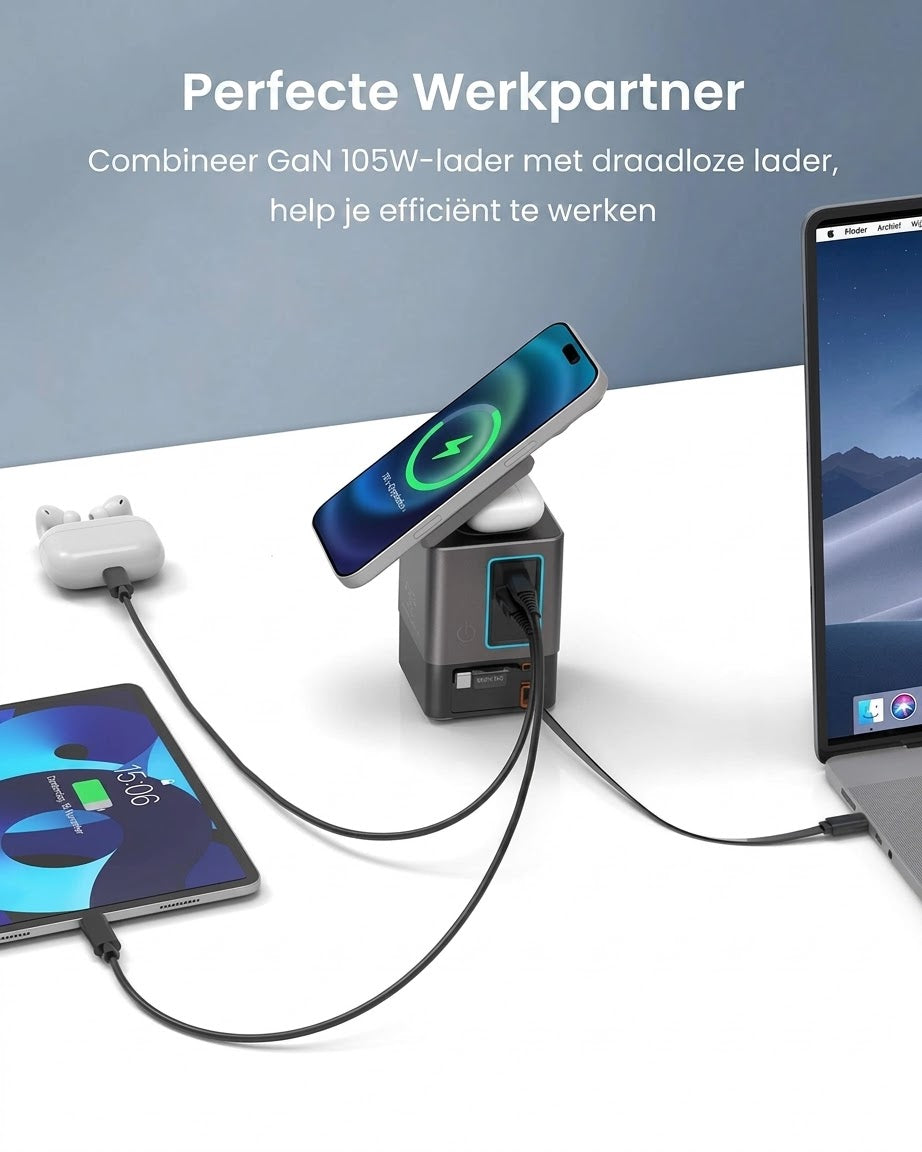 Voltra Nexus™ — 6-in-1 Draadloos Laadstation