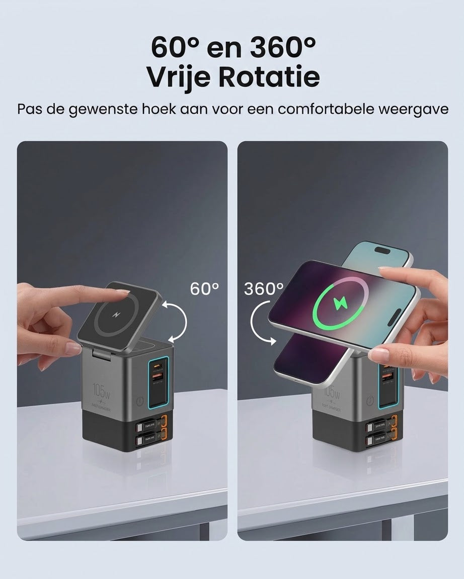 Voltra Nexus™ — 6-in-1 Draadloos Laadstation