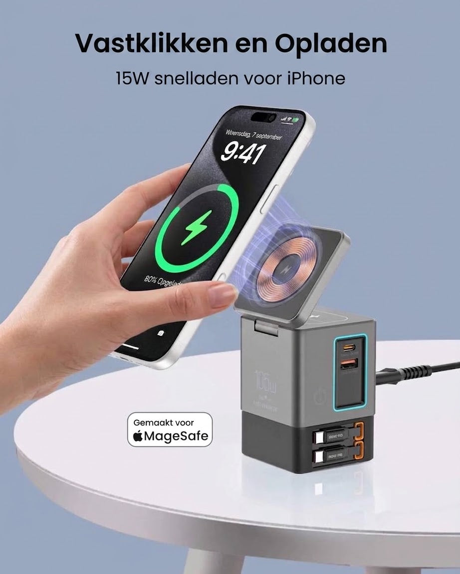 Voltra Nexus™ — 6-in-1 Draadloos Laadstation