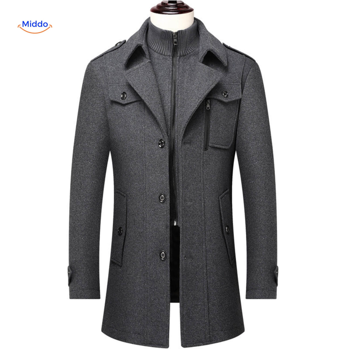 WoolGuard™ Winterjas | Wolmix, dubbele kraag & Britse erfgoedstijl