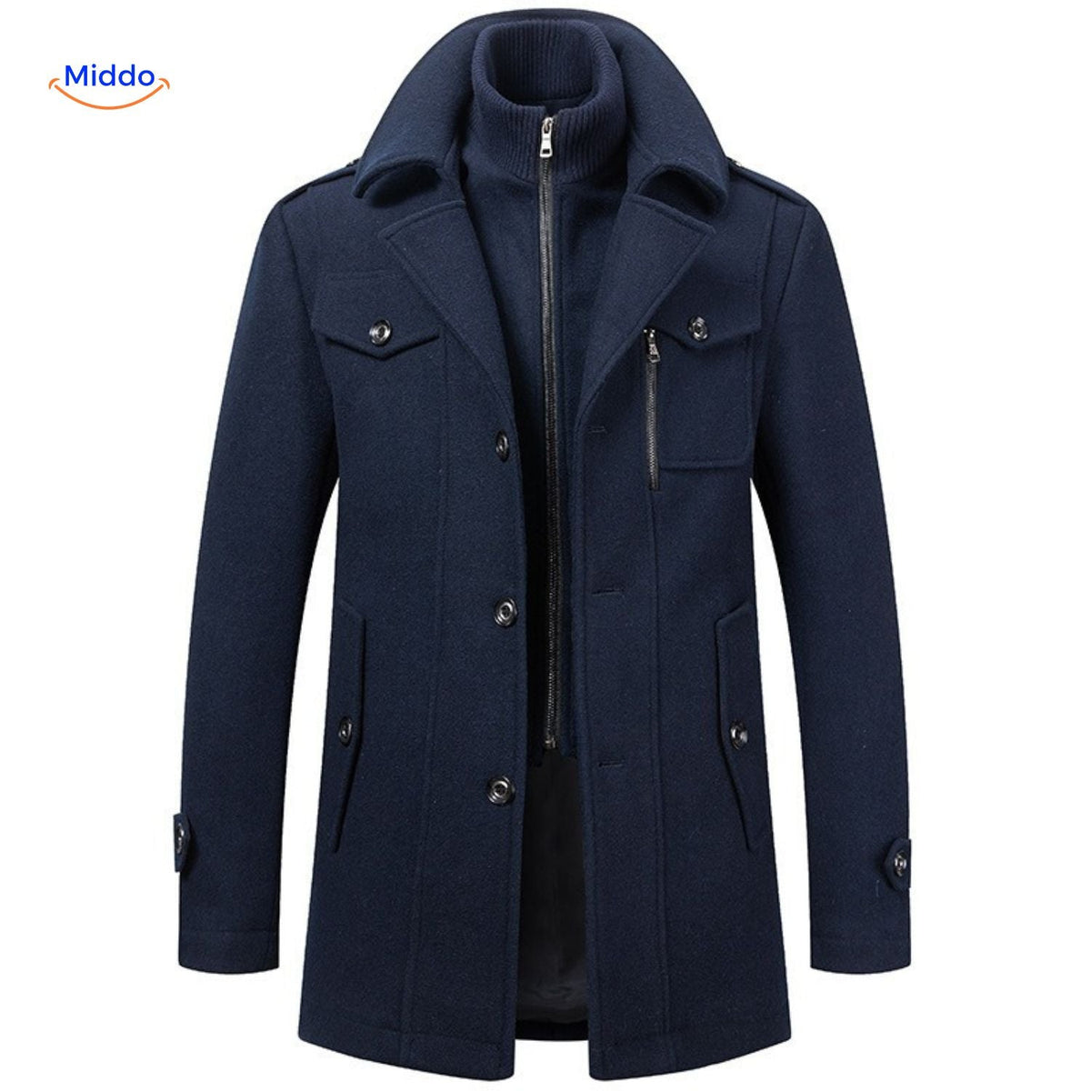 WoolGuard™ Winterjas | Wolmix, dubbele kraag & Britse erfgoedstijl
