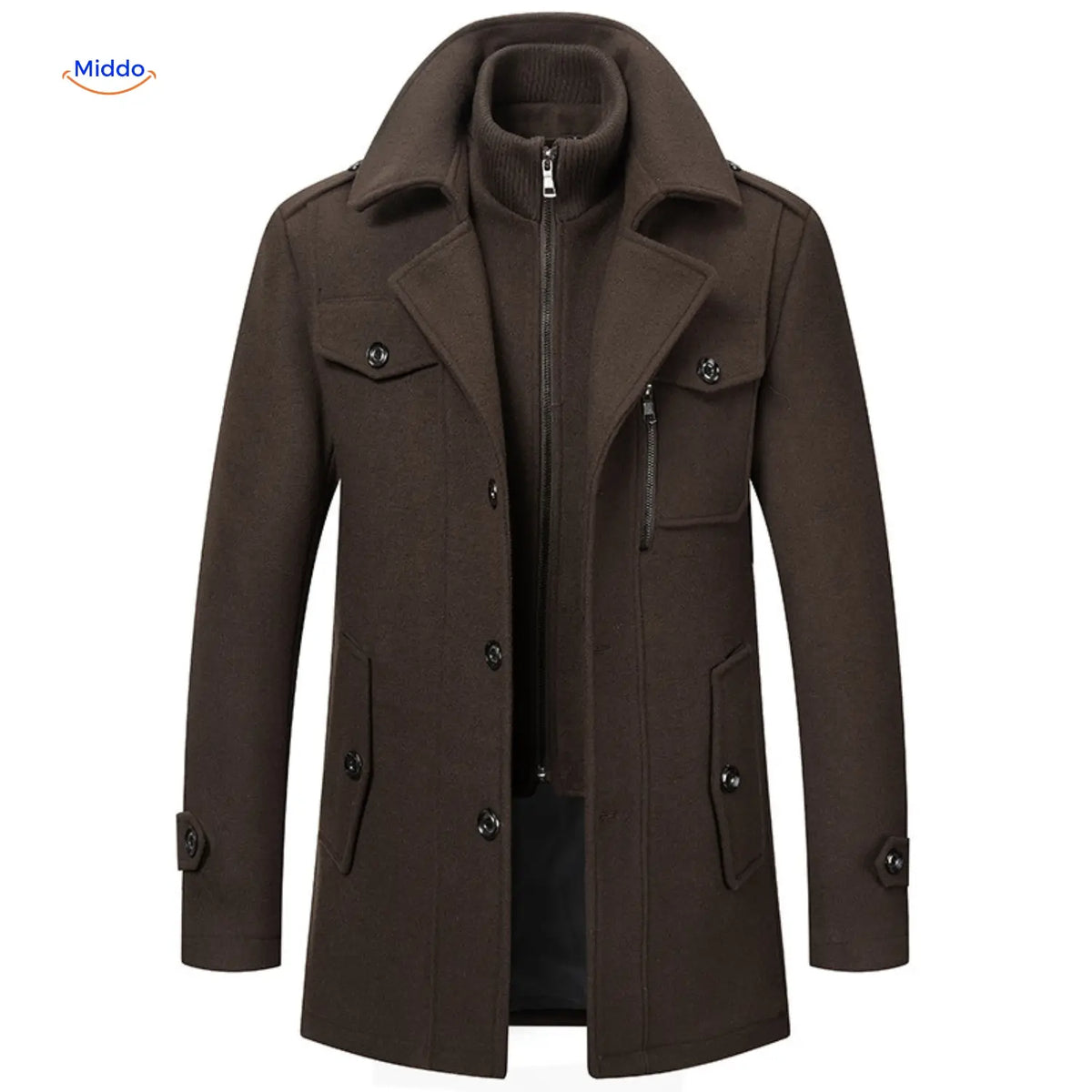 WoolGuard™ Winterjas | Wolmix, dubbele kraag & Britse erfgoedstijl