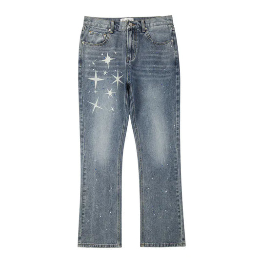High Street Ripped Pentagram Zip-Up Jeans