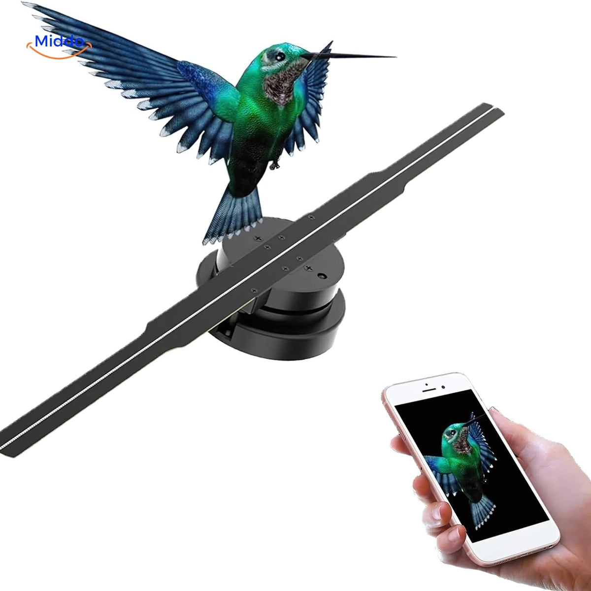 HoloGlide™ 3D Holografische Ventilator - Indrukwekkend Groot Display & Levendige Beelden